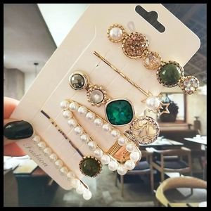 6pcs/set pearl crystal hairpin clips
